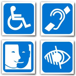 Accessibility symbols for deaf,blind etc.